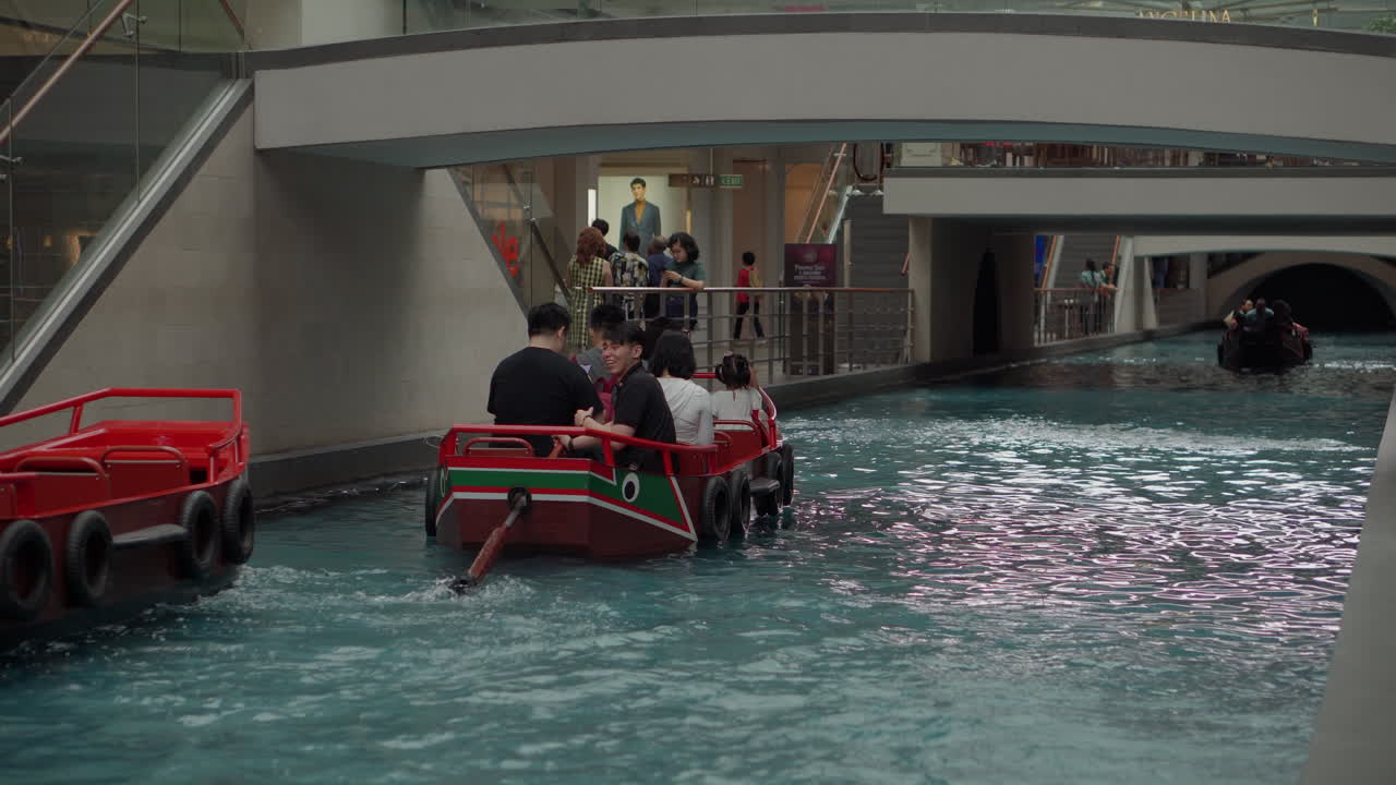 Boat Ride Through an Indoor Canal in a Shopping Mall