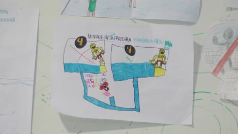 charming safety drawing by a child proudly displayed on the club billboard, capturing the essence of innocence and promoting a culture of safety through youthful creativity