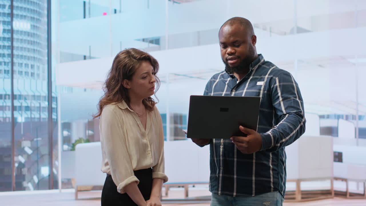 Entrepreneur meeting with a realtor salesman on an office hunt