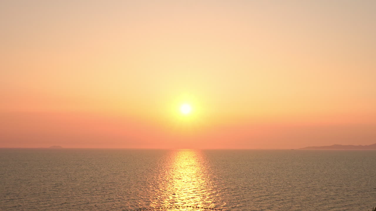 Orange Evening Sunset Sun Above Calm Sea