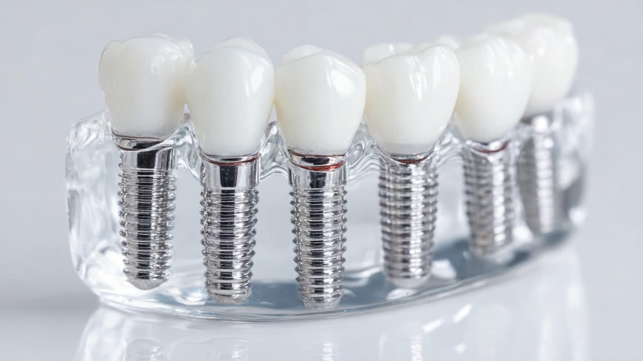 Close-up View of Dental Implants Displaying Modern Tooth Replacement Solutions for Enhanced Aesthetics and Functionality in Oral Health