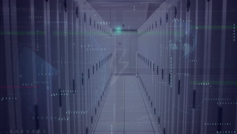 animación de codificación binaria y procesamiento de datos a través de servidores informáticos