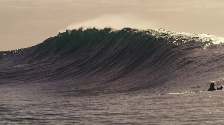 Steep wave builds up and glistens as it shines and crashes into barrel
