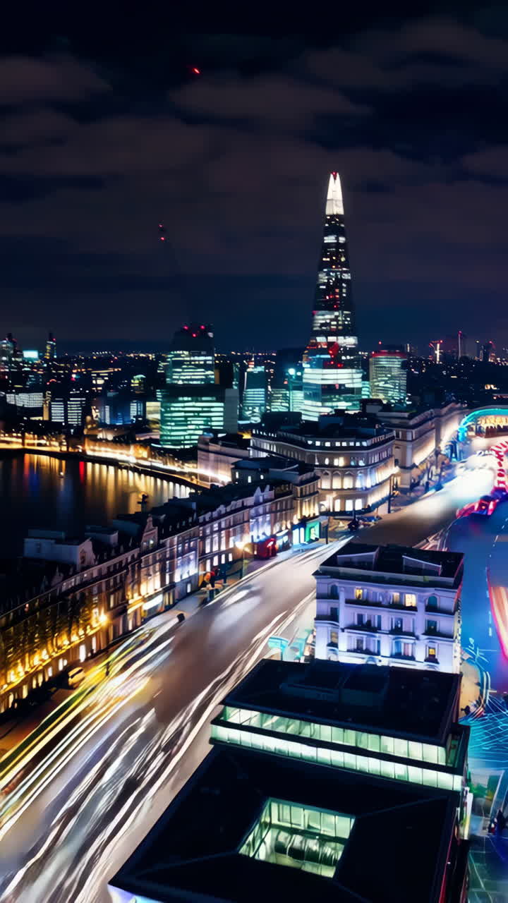 London City Night View with Traffic