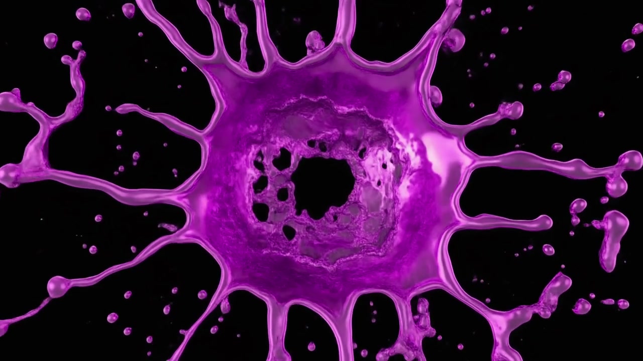 Purple Liquid Splash Expanding in Slow Motion