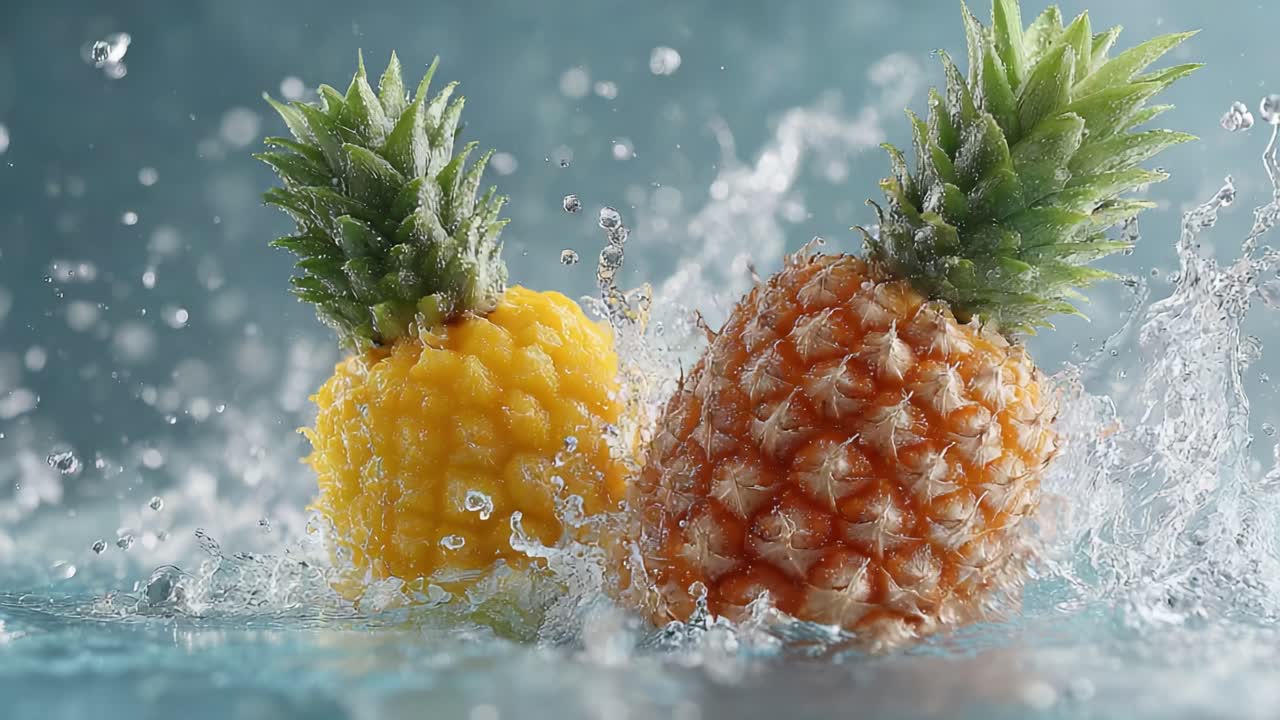 A Refreshing Splash of Color: Fresh Pineapples in Water, Capturing the Juicy Essence and Natural Beauty of Tropical Fruits in a Vibrant and Inviting Setting