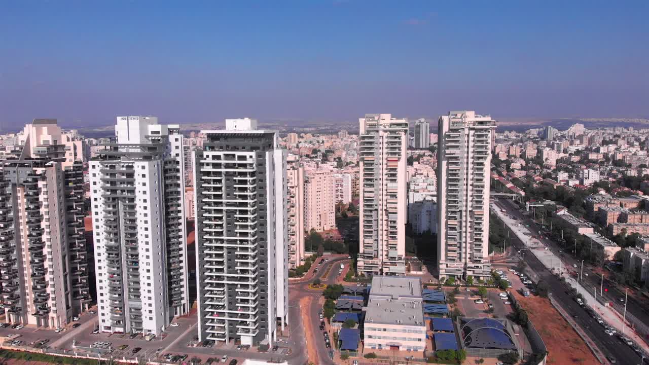 Aerial View of Modern High-Rise Residential Buildings in a City