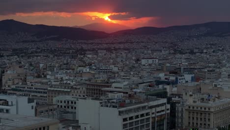 reveal of a spectacular sunset after storm in athens, greece