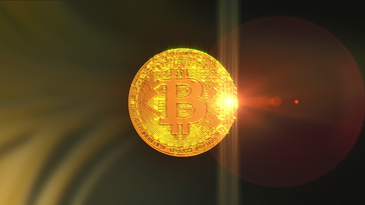 Moneta Bitcoin dorata che si disintegra in frammenti