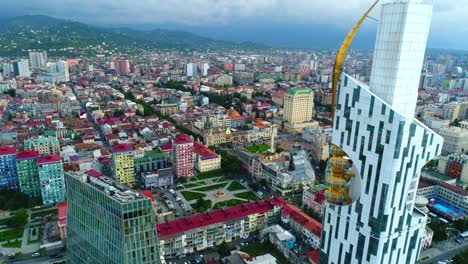 aerial view of batumi university tower and radisson hotel