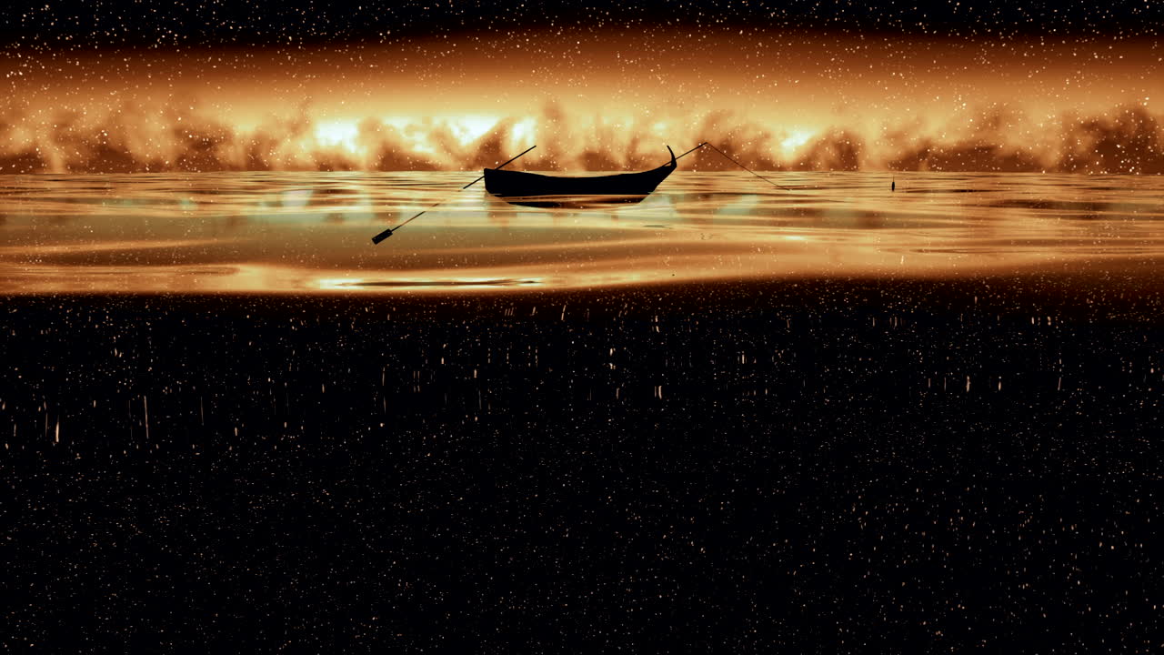 лодка на звездной воде