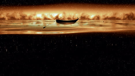 un barco en un agua estrellada