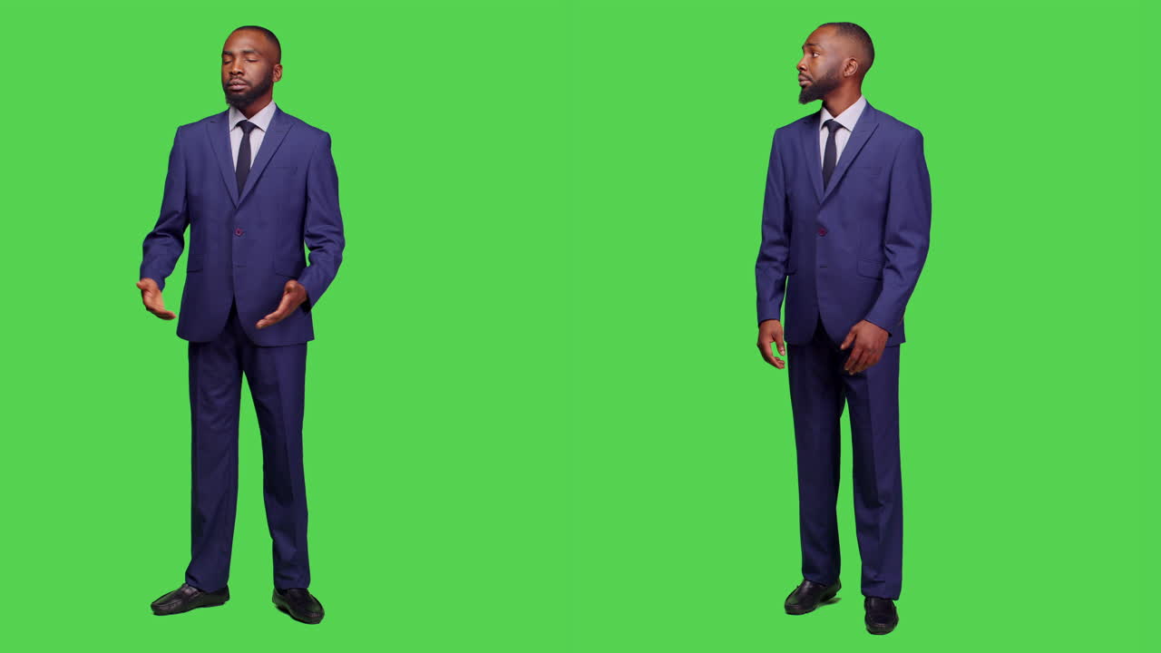 Homem de terno em tela verde