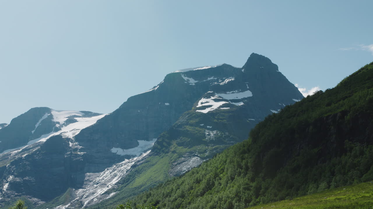 Beautiful scenery of mountain in Norway on a bright sunny day