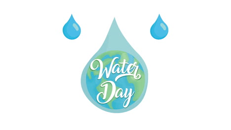 water day campaign animated with world planet and lettering