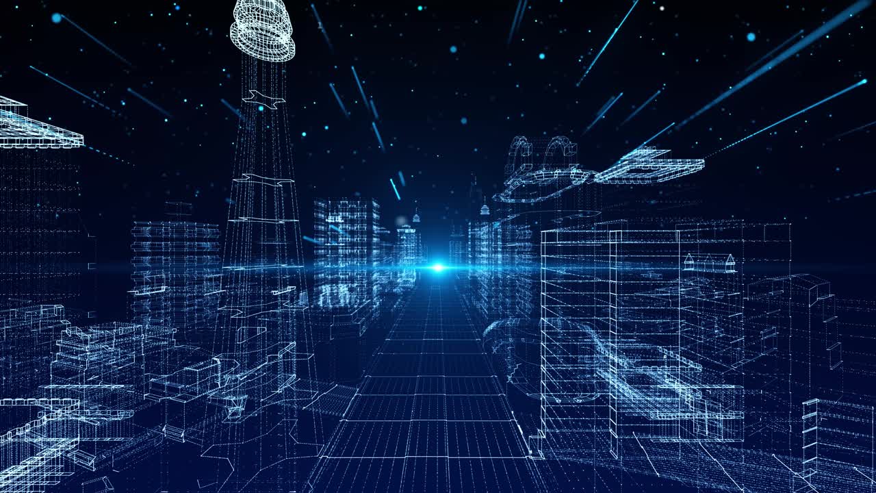 3d 4k network city digital cyber city technology loop background network for business technology or