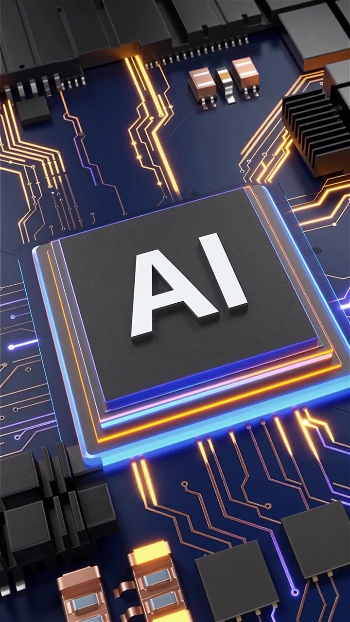Futuristic AI Chip Motherboard Technology Background