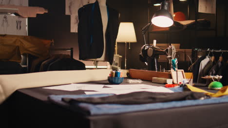 professionelles atelier mit schneiderwerkzeugen