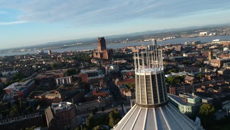 liverpool cathedral viewed from metropolitan cathedral , architectural sights of liverpool city