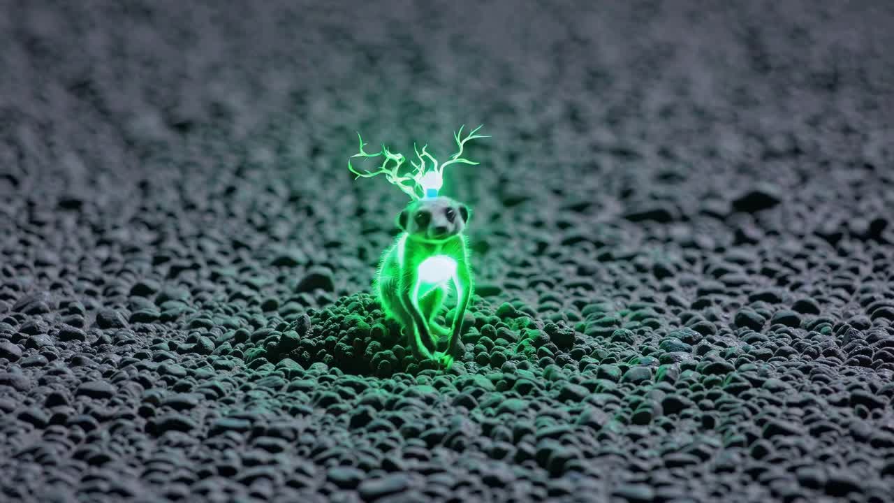 Glowing Meerkat at Night