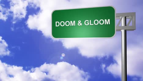 signpost showing doom and gloom way