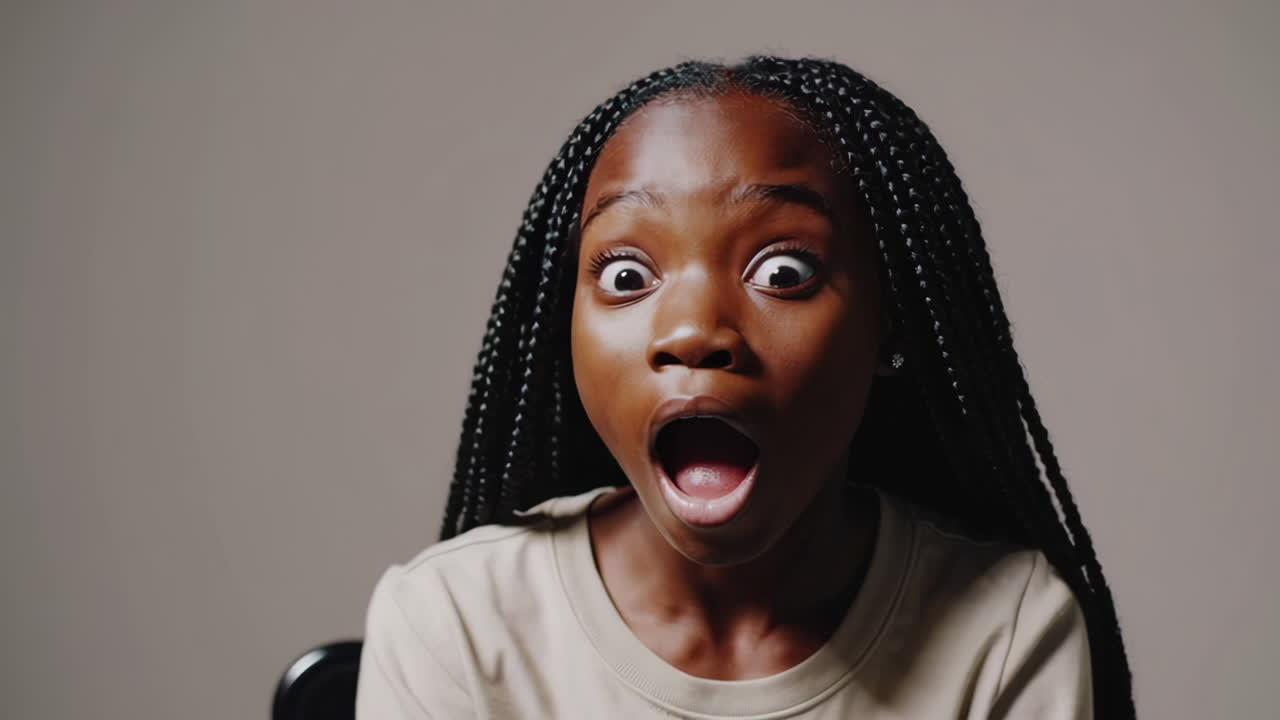 Surprised Girl with Braids