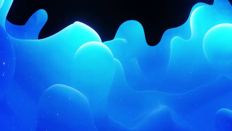 smooth abstract animation of liquid gradient blue color in 4k. bright matte paint surface as abstract looped festive background. glitters on viscous liquid with 3d splashes on surface like drops.