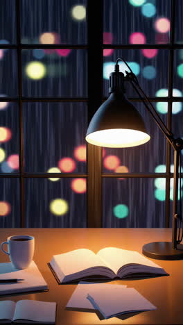 rainy night study at home