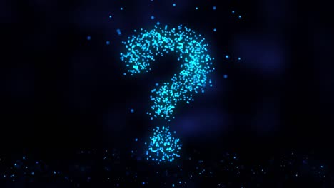 animación del símbolo del signo de interrogación en un fondo negro. animación abstracta del signo de interrogación en un fondo negro
