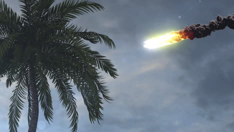 lluvia de meteoros sobre las palmeras