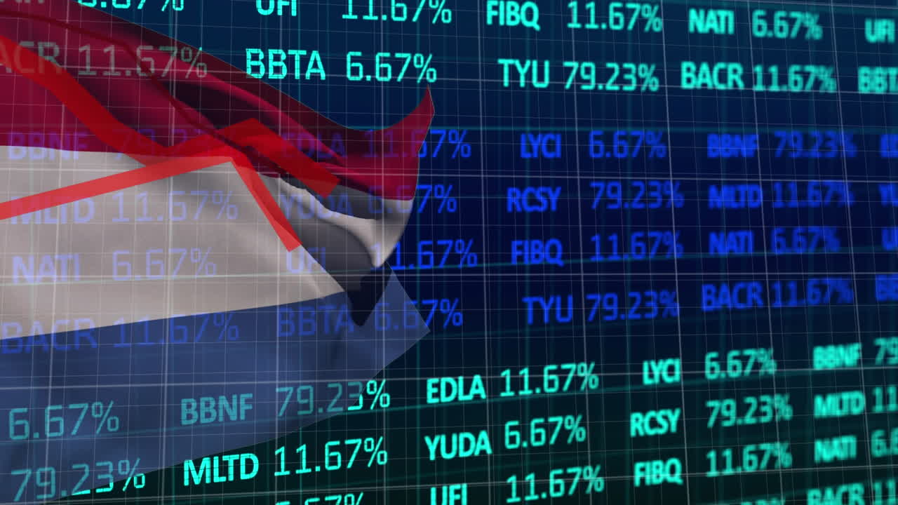 블랙 배경에 네덜란드의  ⁇ 발 위에 그래프의 애니메이션과 데이터 처리