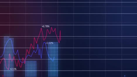 Animación-Del-Procesamiento-De-Datos-Financieros-Sobre-Cuadrícula-Sobre-Fondo-Oscuro