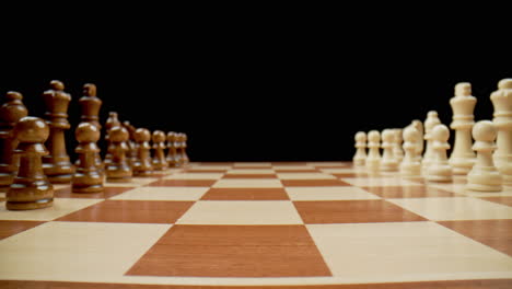 Chess-Board-Pieces,-Macro-Dolly-Across-Board,-Slow-Motion