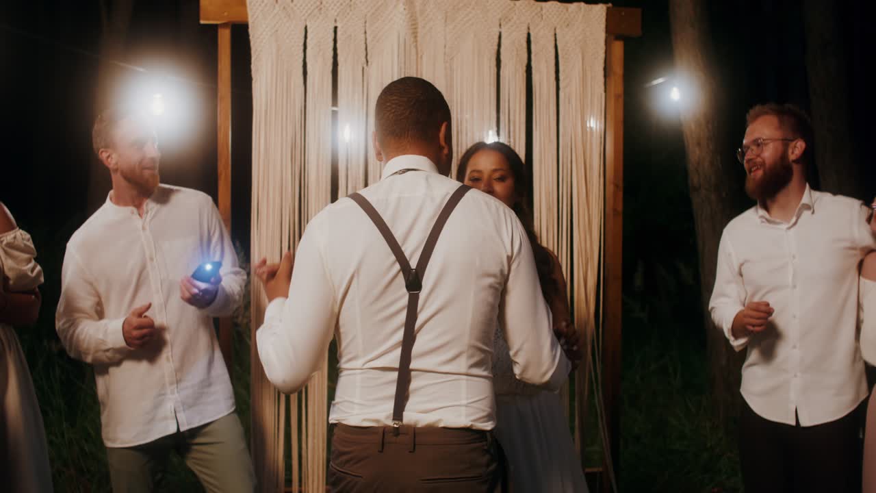 Couple Dancing at a Rustic Outdoor Wedding Reception
