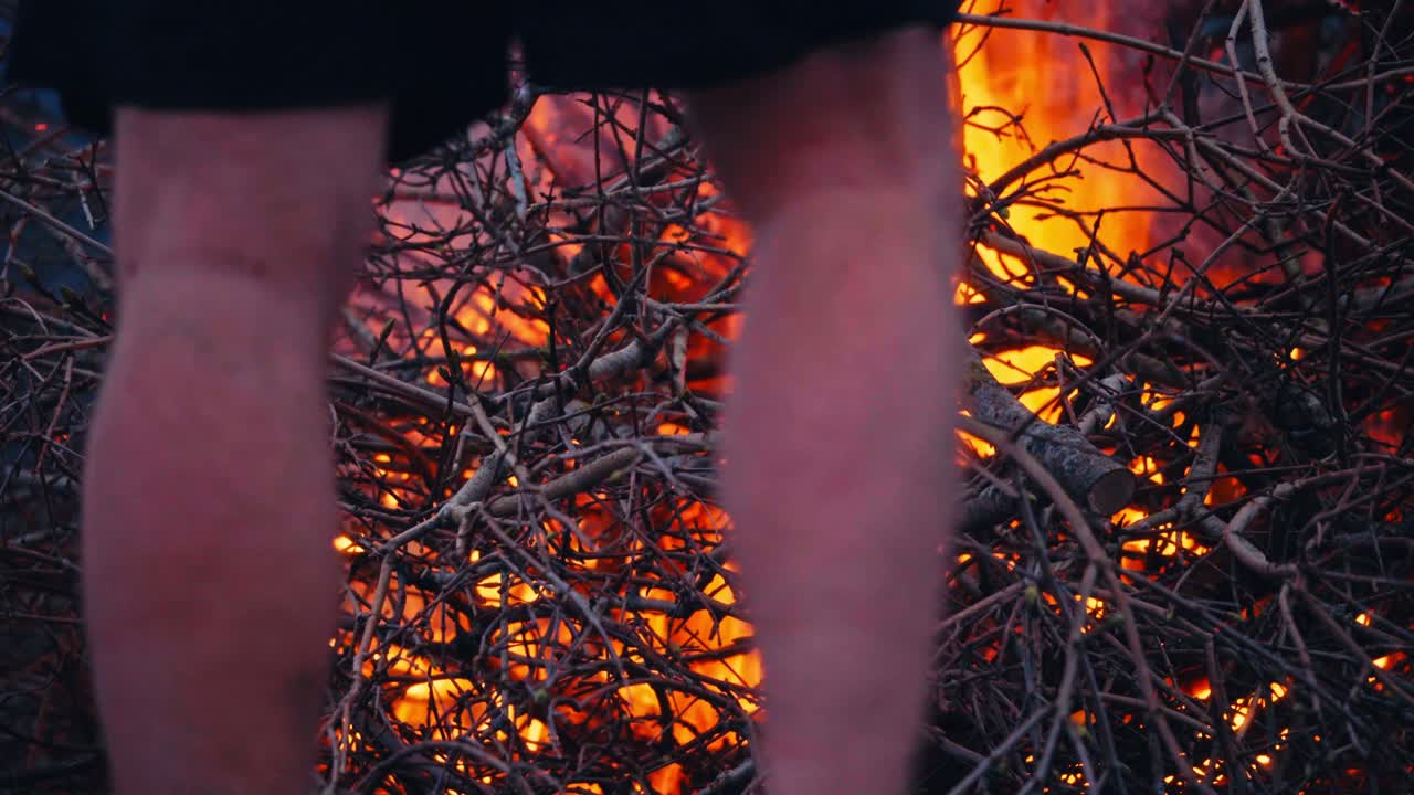 Branches And Twigs Burning - Close Up Shot
