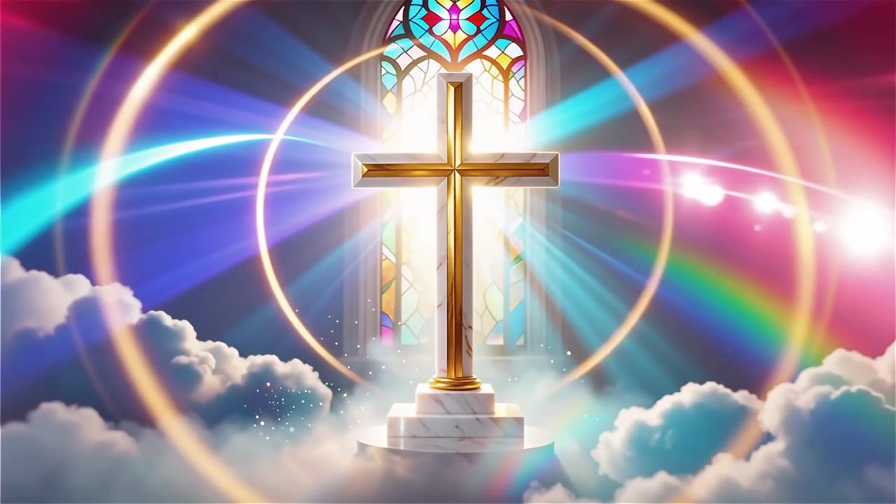 Christelijk Kruis Hemels Licht Aanbiddingsachtergrond.