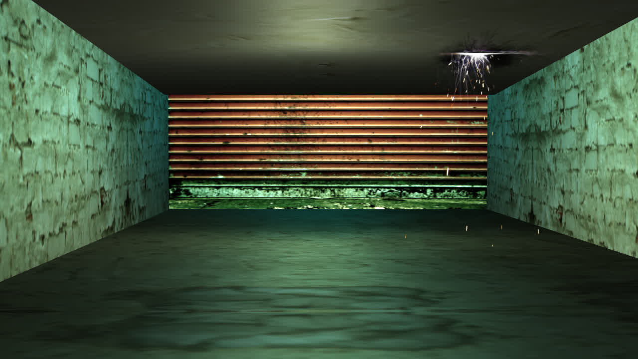 어고 먼지가 많은 차고 내부