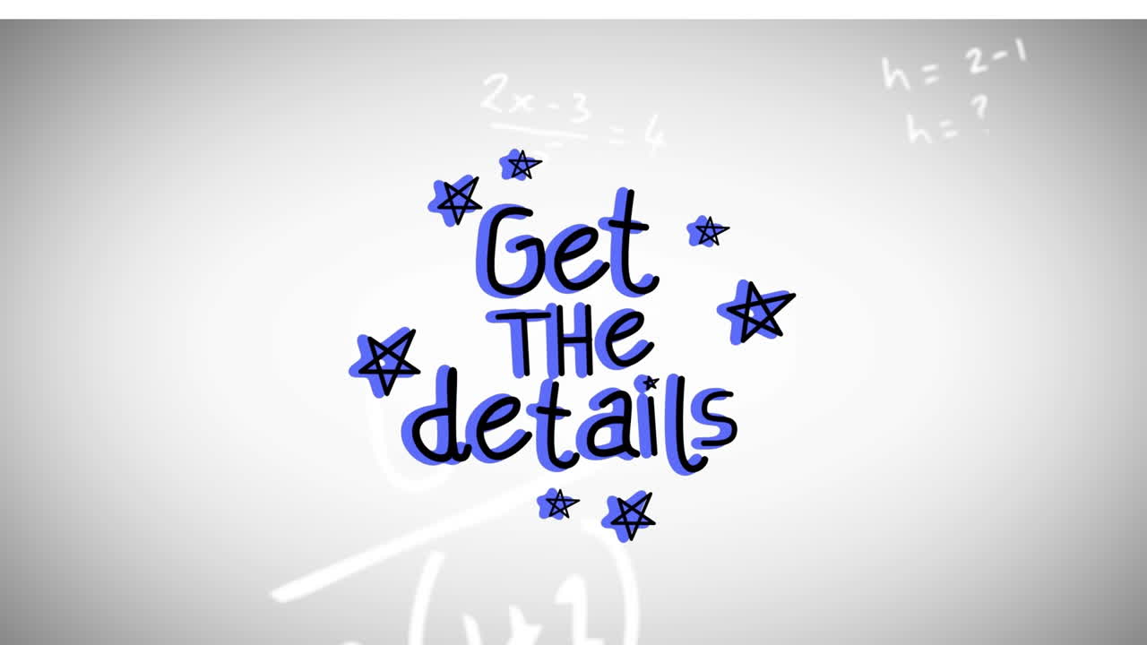 animación de obtener los detalles sobre fondo blanco con fórmulas matemáticas