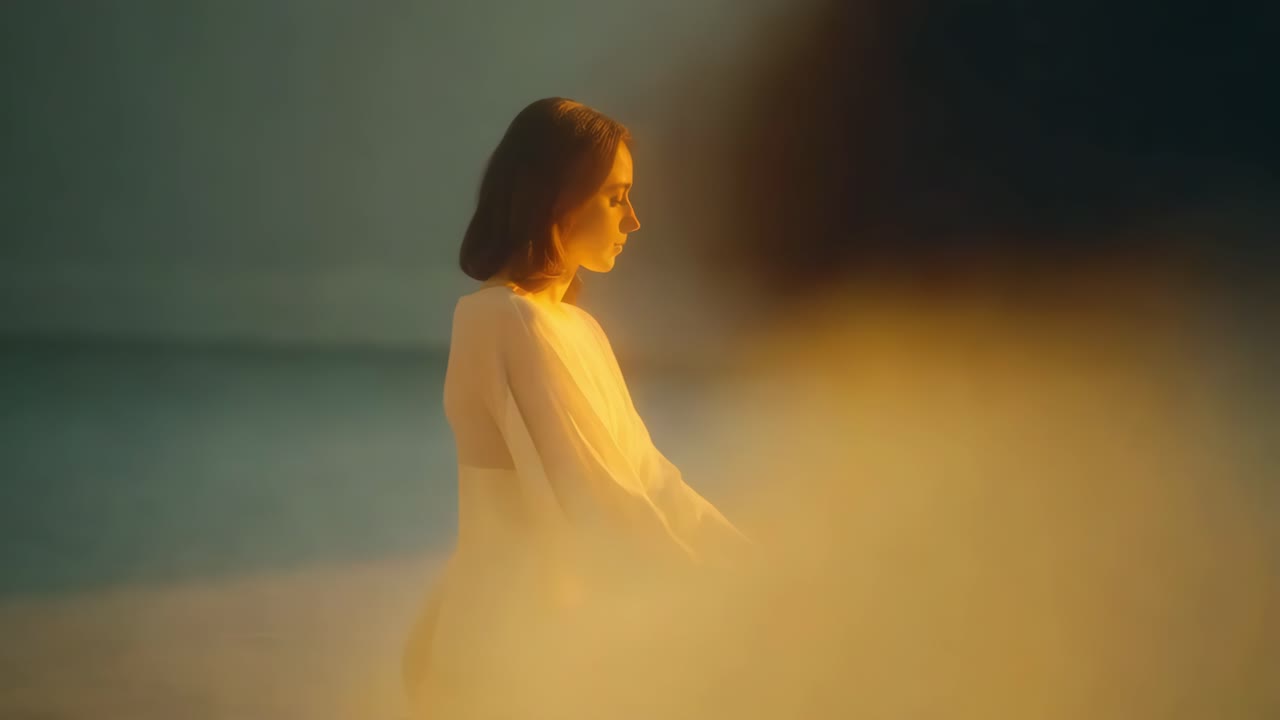 빛 속의 평화로운 여성