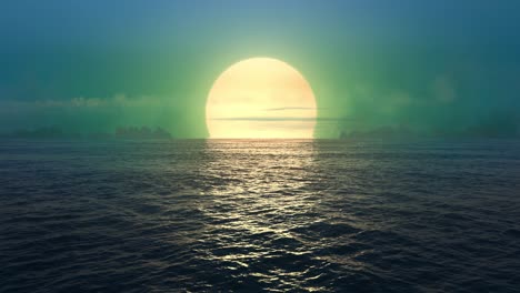 green planet - sunset over seamlessly looped ocean.