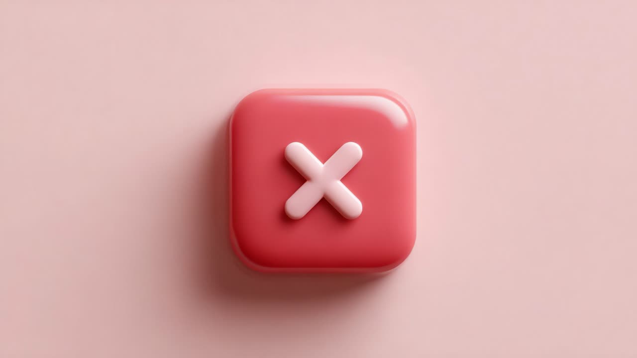 A striking representation of a vibrant red button featuring a prominent white 'X' symbol, emphasizing the concept of cancellation or negation in a modern, minimalist design context