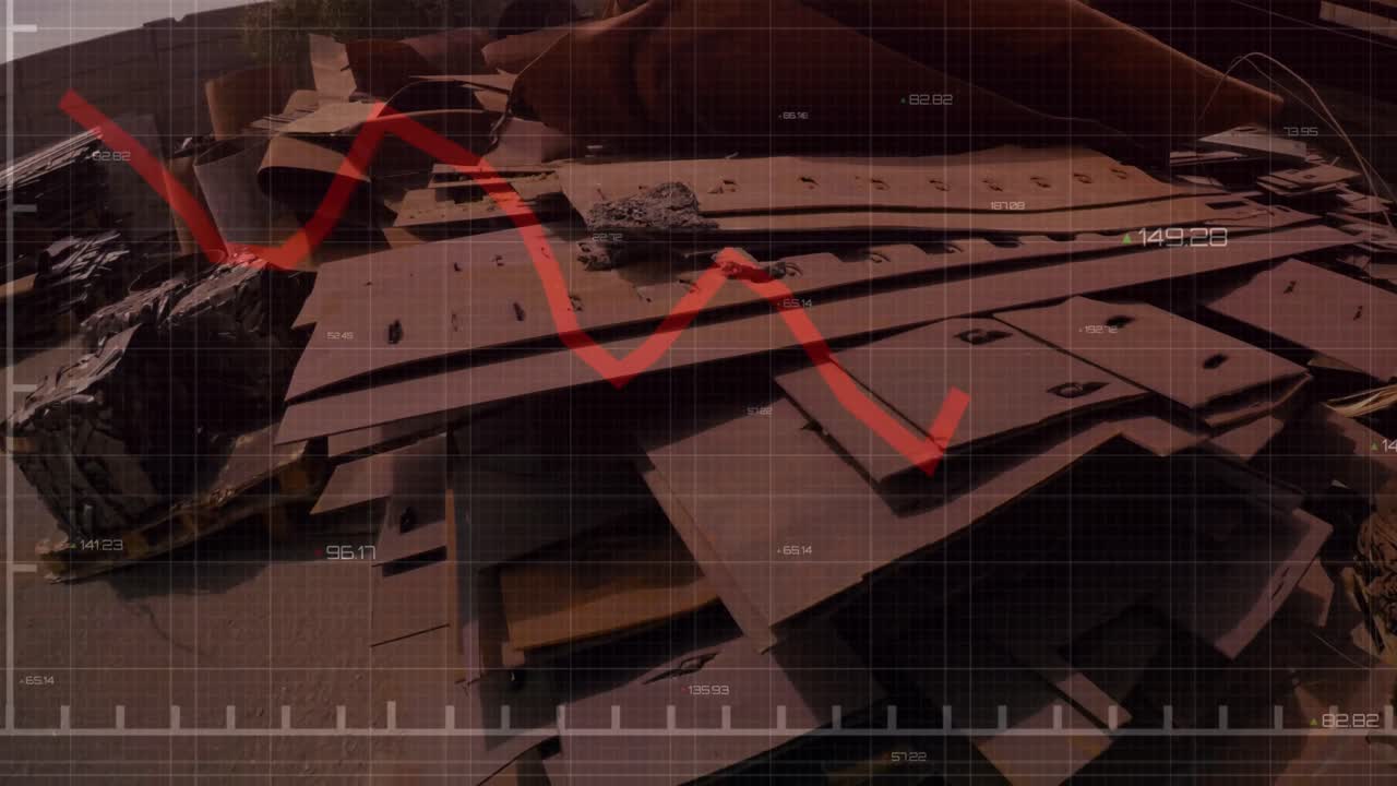 쓰레기 매장 위의 금융 데이터 처리의 애니메이션