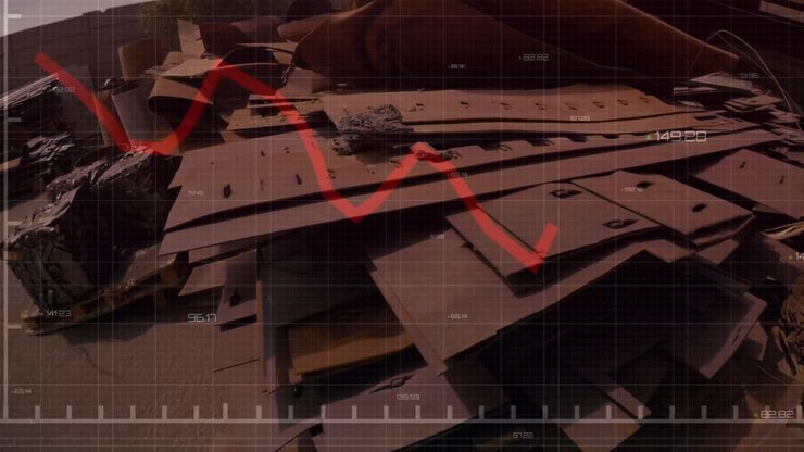 Animazione di elaborazione dati finanziari su discarica