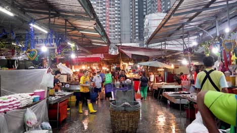 vibrant night market scene with busy vendors