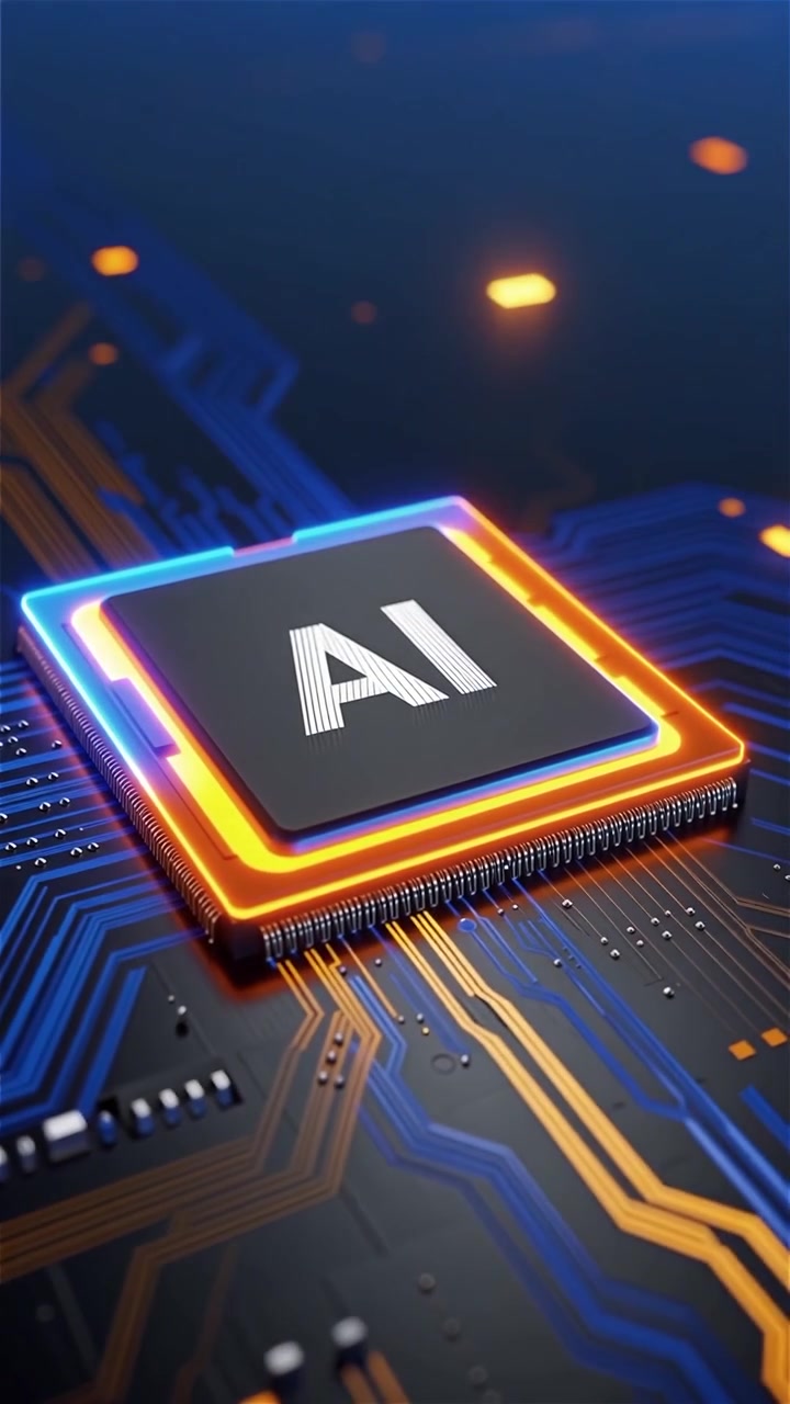 Futuristic AI Chip Motherboard Technology Background