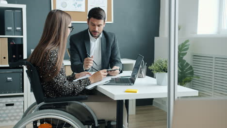 Business Meeting with a Disabled Woman