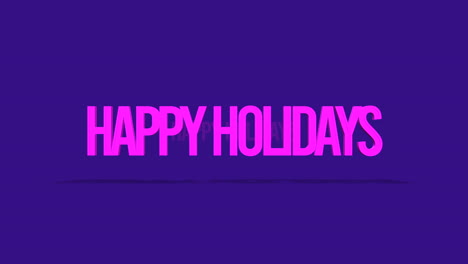 diagonal pink happy holidays text on purple background