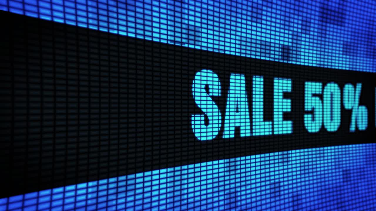 Digital Display Showing 50% Off Sale