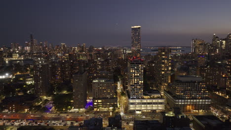 aerial night view of new york city