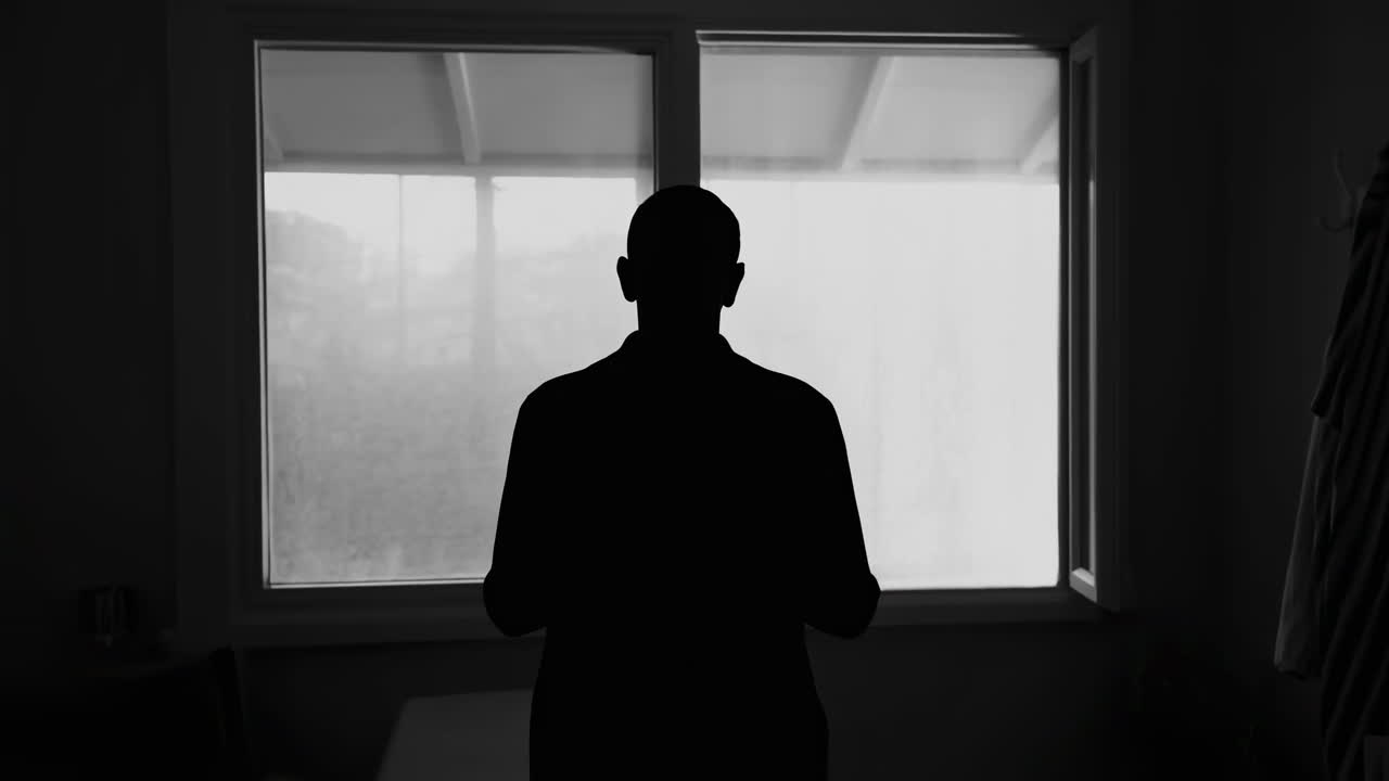 Silhouette of a Person Standing in Front of a Bright Window